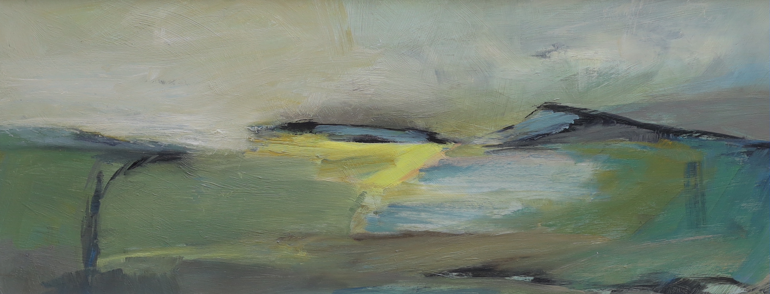 Billie Newey (Contemporary), acrylic on board, 'Towards Evening', signed, details verso, 75cm x 30cm